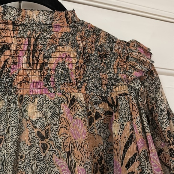 Ulla Johnson Lara Blouse Silk-Blend Ruffle Floral Birds of Paradise Ivory Size 6 - Picture 14 of 17